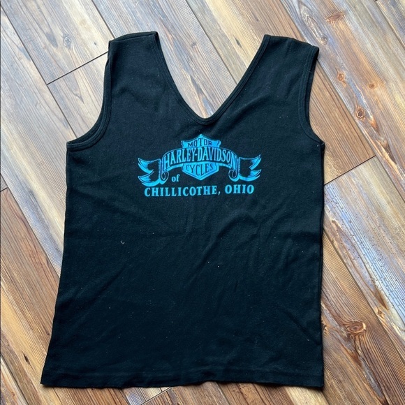 Harley-Davidson Tops - Vintage 90s Harley-Davidson V-Neck Black Tank Top Sz XL